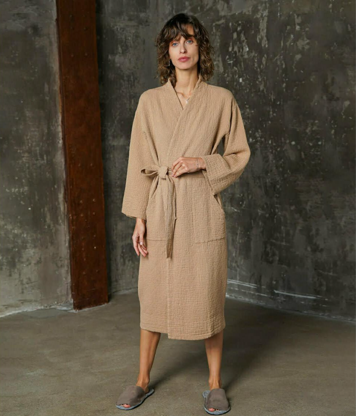 Cotton Bathrobe Orion Camel