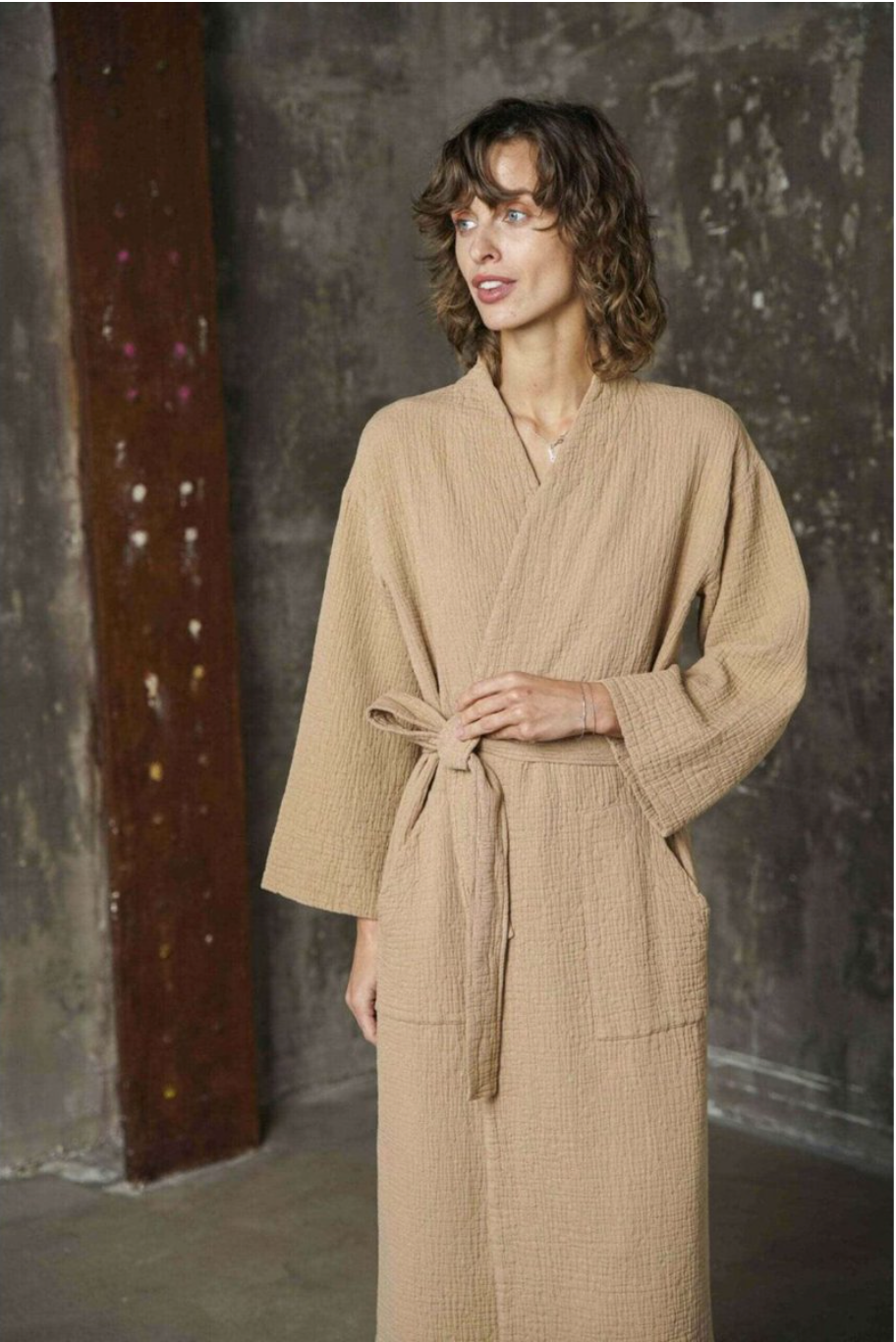 Cotton Bathrobe Orion Camel