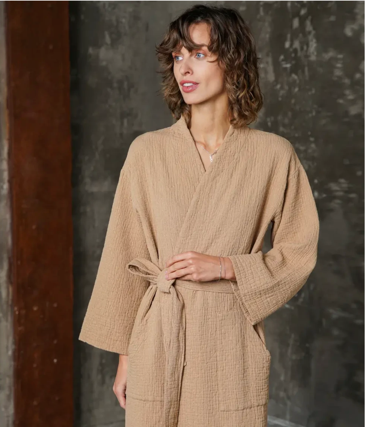 Cotton Bathrobe Orion Camel